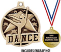Dance Medals - 1 1/2' Gold Dance Medals, Great Kids Dance Awards with Custom Engraving Prime