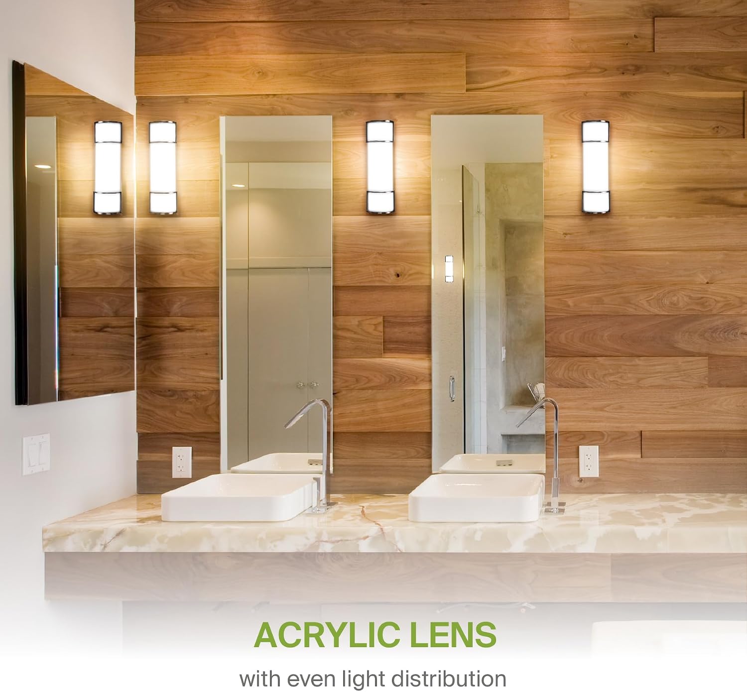 ASD LED 18' Vanity Flush Mount Light Fixture, Linear Bathroom Lighting Bar | 3CCT, Dimmable, Energy Star, ETL Listed | 20W 1650LM 3000-5000K 120V | Long Bath Wall Sconce Over Mirror | Black, 4 Pack