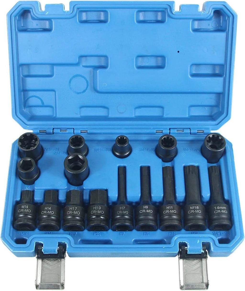 12 Pc Impact Brake Caliper Special Socket Set Compatible Compatible with VW Porsche Benz BMW 1/2' Square Drive(16pcs)