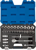 Draper 16466 1/2-Inch Square Drive Metric Polished Chrome 30 Piece Socket Set