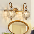 Piepooye Vintage Bathroom Light Fixtures Gold Vanity Light with Glass Globe LampShade 2 Lights Mid Century G9 Bulb Wall Sconce Indoor Vanity Light Over Mirror for Bedroom Farmhouse Hallway
