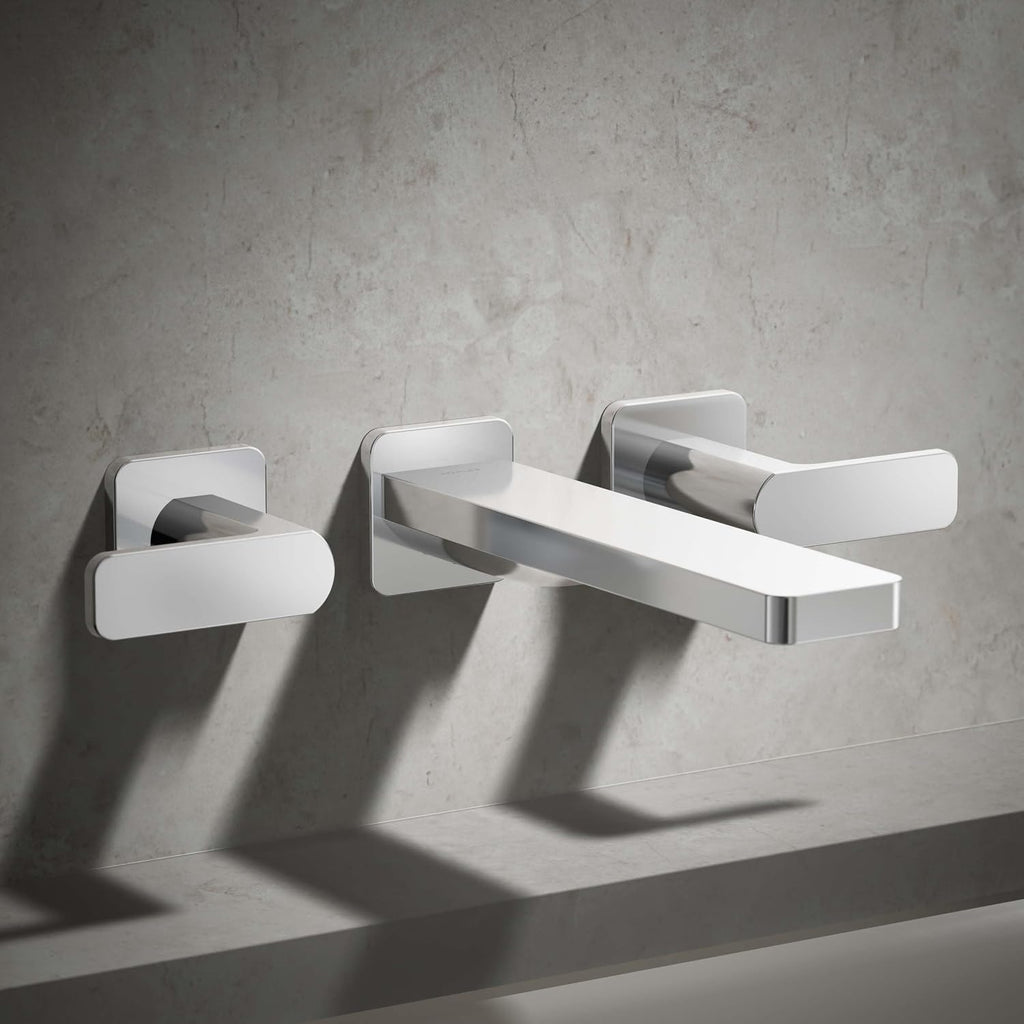 Kohler T23491-4-CP Parallel Two-Handle Wall Mount Bath Faucet Trim with Lever Handles, Polished Chrome