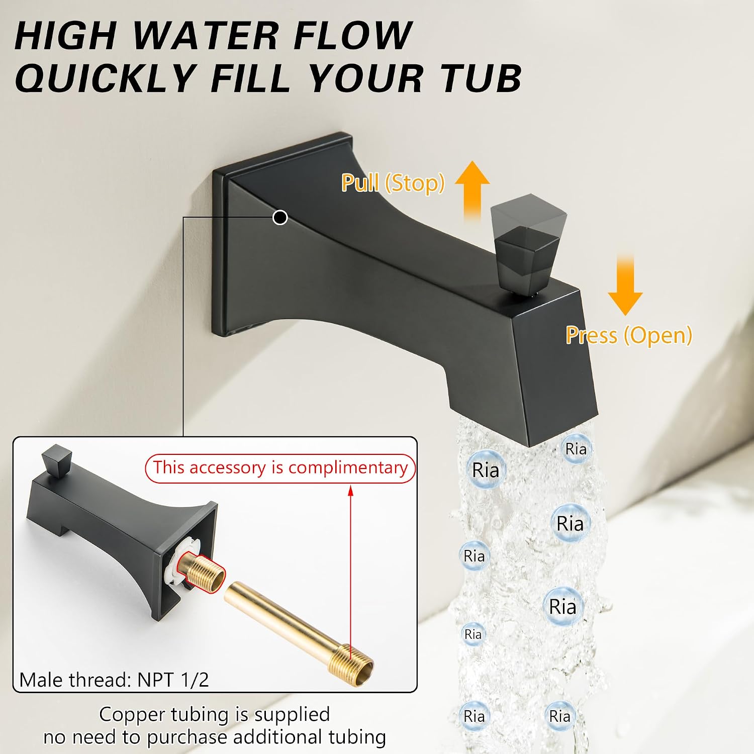 2 Handle Shower Faucet Set with Hand Shower Matte Black Two Handle Tub Shower Faucets Sets Wall Mounted Bathroom Bathtub Shower Trim Kit