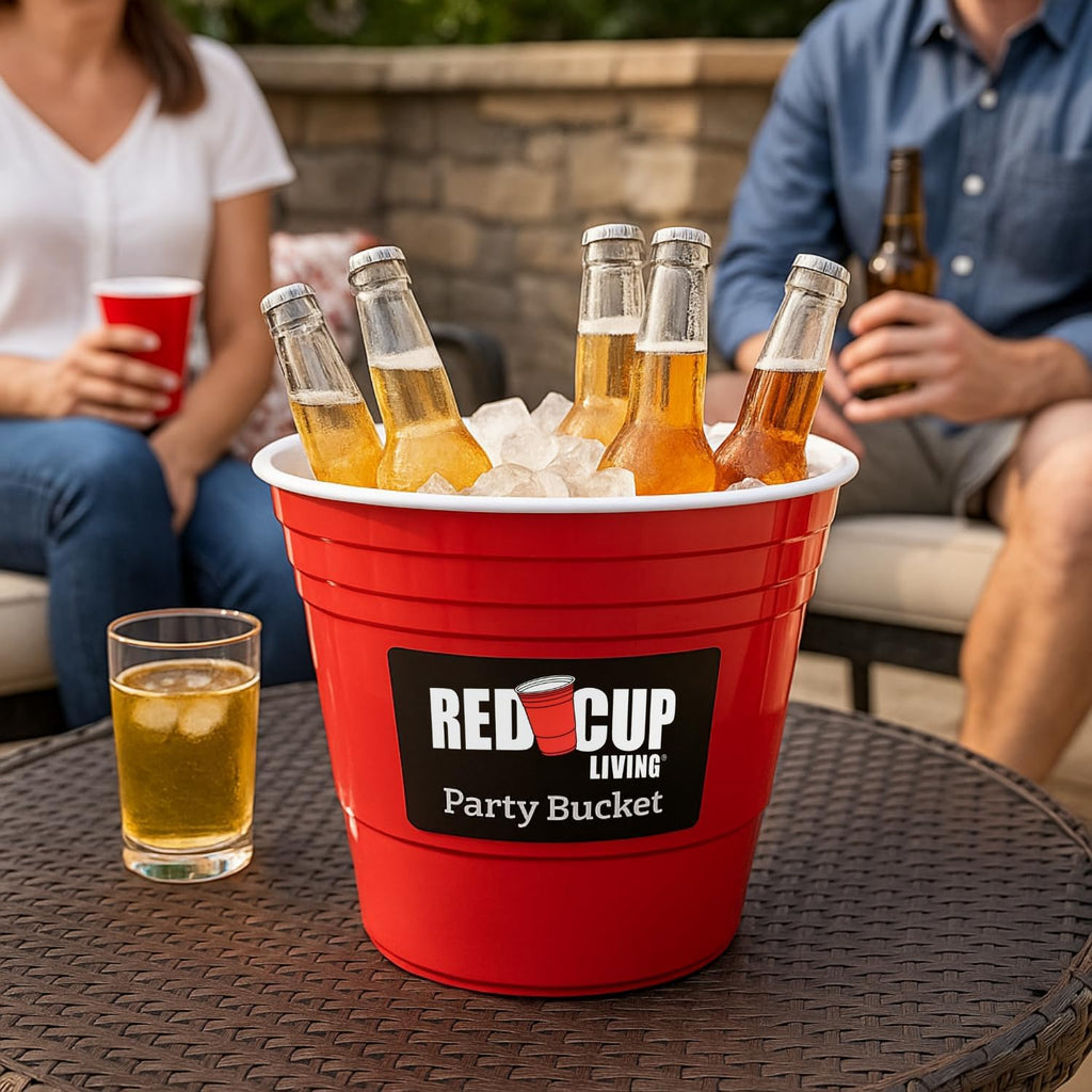 Reusable Red Plastic Ice Bucket for Parties - Large Beverage Tub, Wine Cooler, Beer Bucket, Drink Holder for Indoor/Outdoor Bars, Galvanized Tubs, Party Celebration, 201 Oz (Pack of 36)