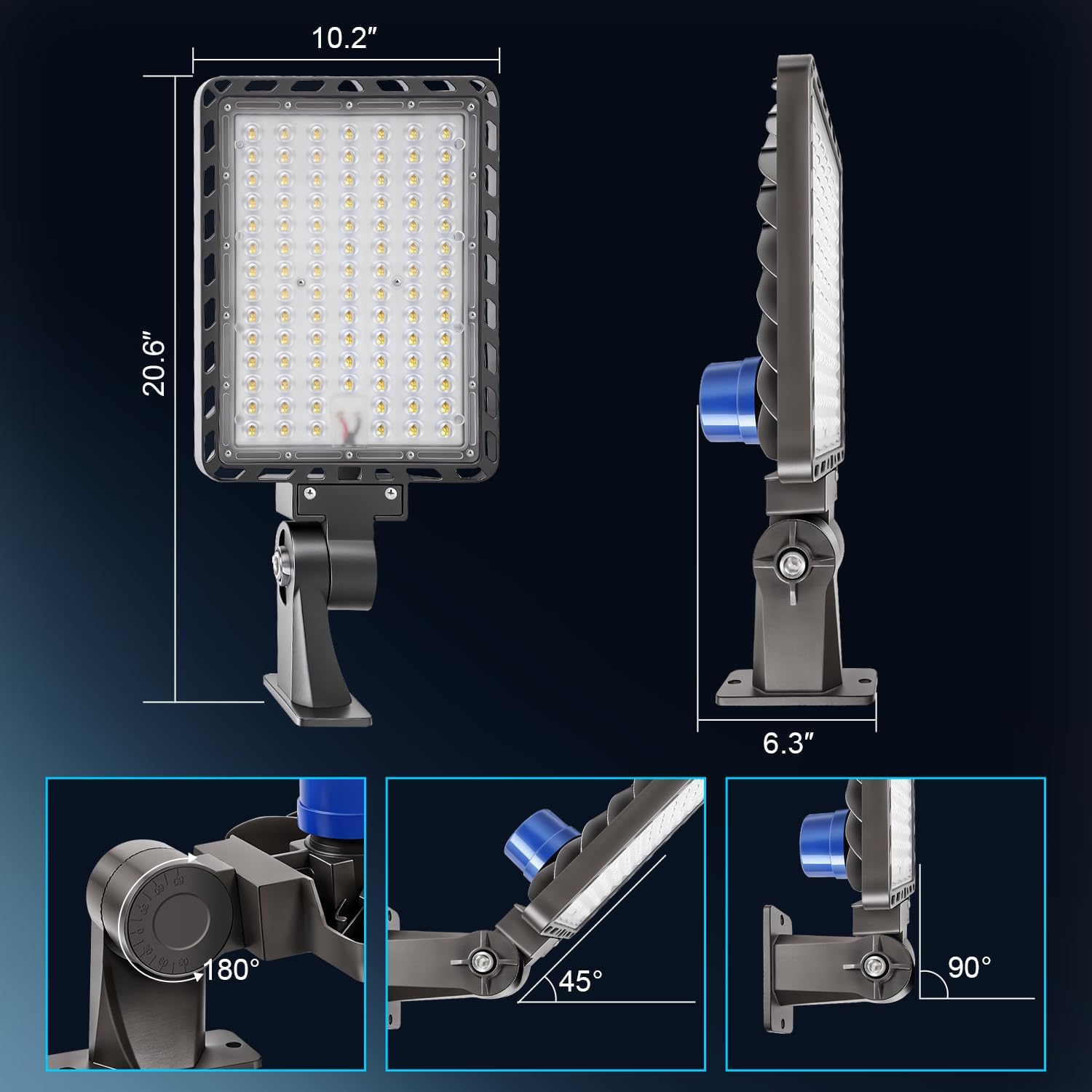 240W LED Parking Lot Light, 36000LM 5000K Adjustable Wall Mount Security Flood Lights with Dusk to Dawn Photocell, IP65 Waterproof Shoebox Light for Street, Yard