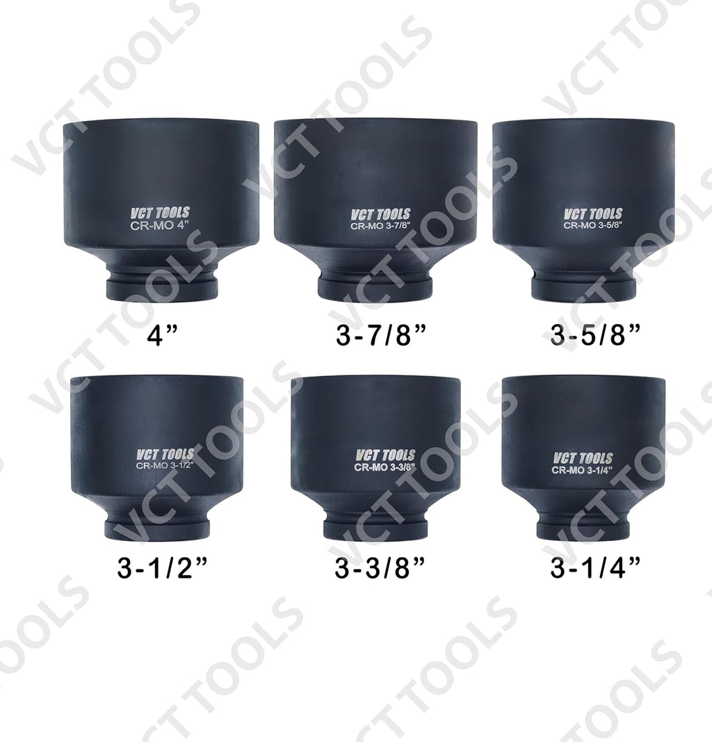 VCT 1' Drive Jumbo 6pc, Standard Impact Socket Set, Heavy-Duty 6-Point SAE 3-1/4' - 4'