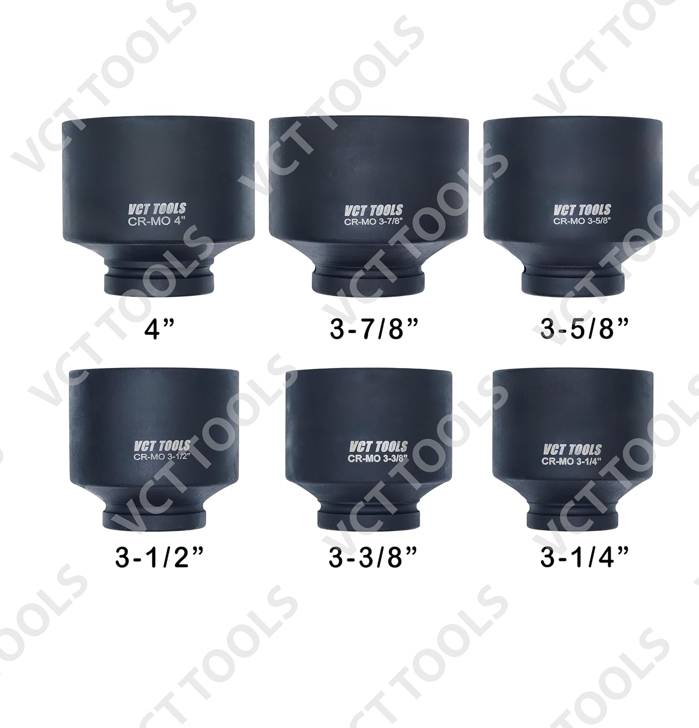 VCT 1' Drive Jumbo 6pc, Standard Impact Socket Set, Heavy-Duty 6-Point SAE 3-1/4' - 4'