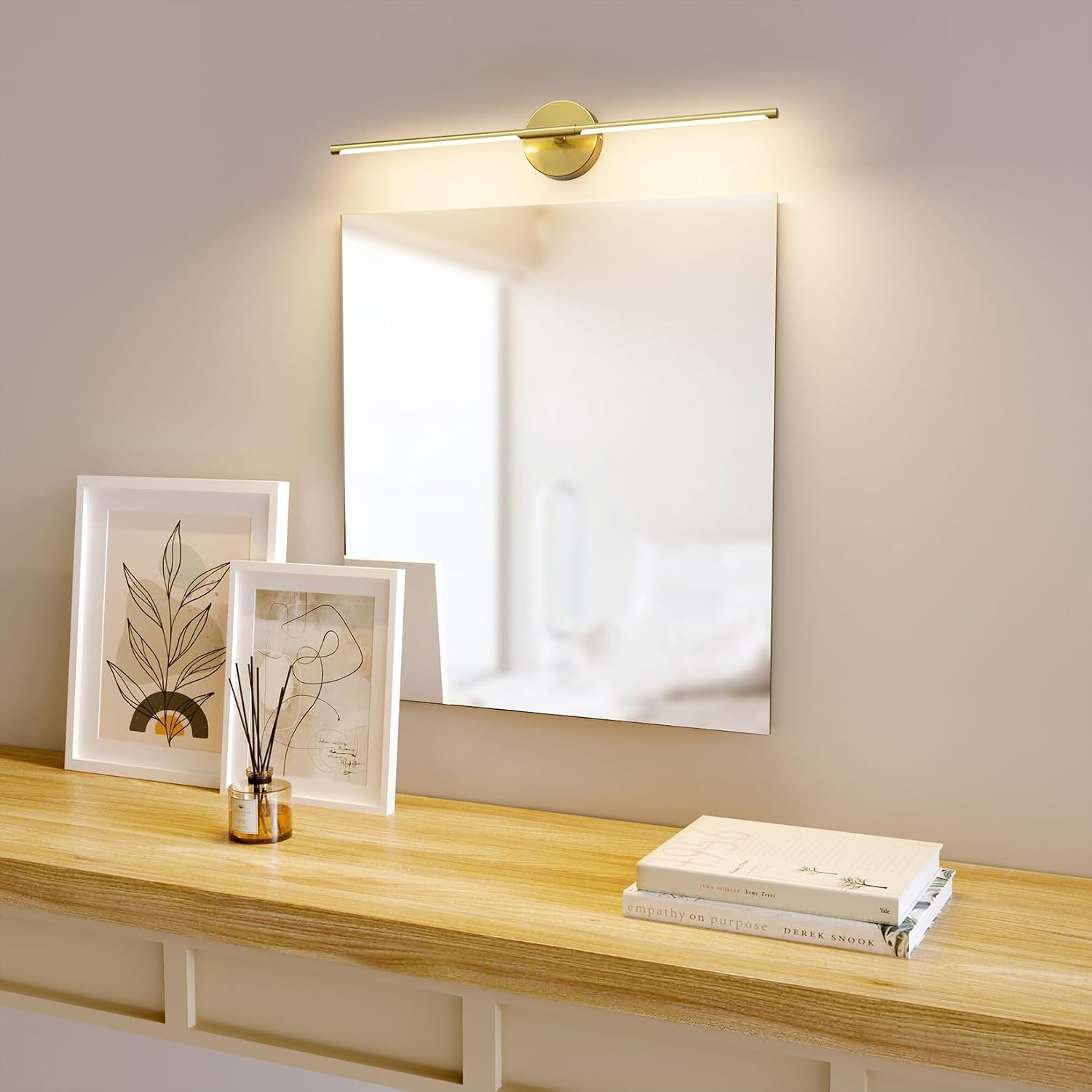 28In Gold Wall Sconce Set of Two,Modern Hardwired Bathroom Wall Sconces Vantiy Light 3000K LED 360° Rotatable for Bedroom Bathroom Living Room (2 Pack)