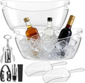 2-Pack Ice Buckets With Ice Shovels, 5.5L, Clear Plastic, Boat Design, Easy-Carry Handle, Beverage Tub Set, Ideal For And Parties