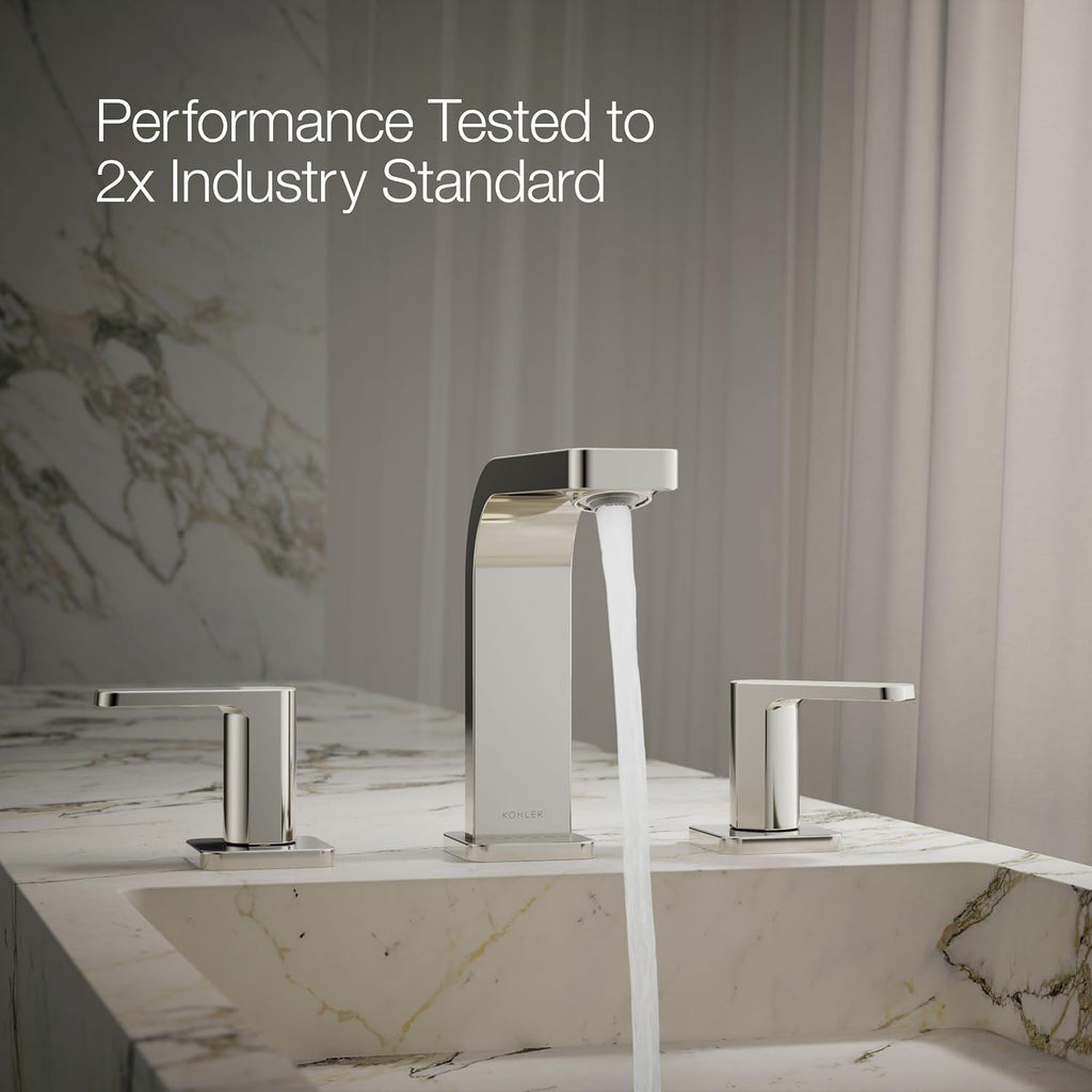 Kohler 23484-4-SN Parallel® Widespread Bathroom Sink Faucet, 1.2 gpm, Vibrant Polished Nickel