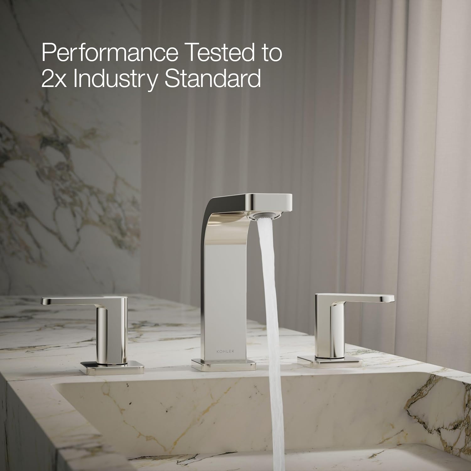 Kohler 23484-4-SN Parallel® Widespread Bathroom Sink Faucet, 1.2 gpm, Vibrant Polished Nickel