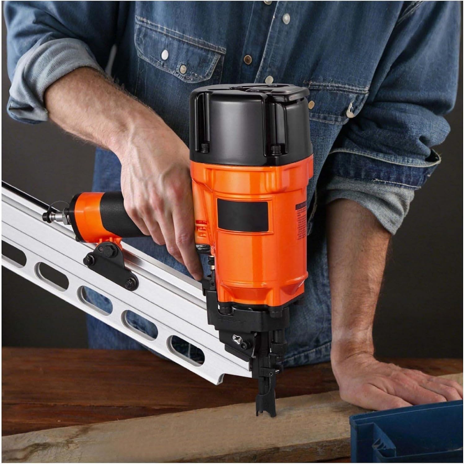 Framing Nailer 2-3.5 Inch 21 Degree Pneumatic Nail Gun, Full Round Head, 80-120 PSI, Pro Nailer for Wood Framing, Construction, Roofing & DIY Projects