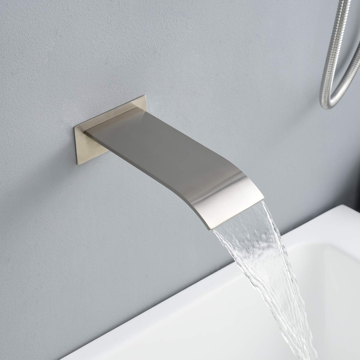 SUMERAIN Brushed Nickel Pressure Balanced Shower System with Waterfall Tub Spout, Tub Shower Faucet
