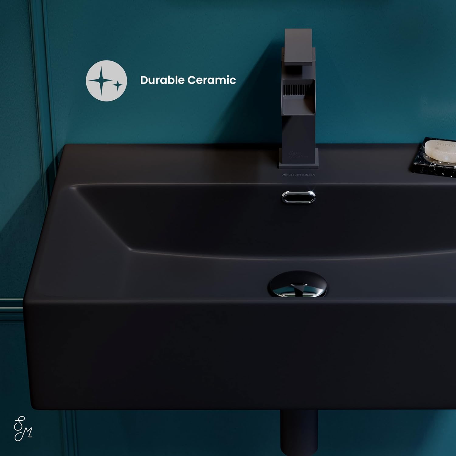 Claire 24' Rectangle Wall-Mount Bathroom Sink in Matte Black