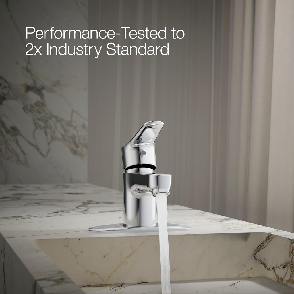 KOHLER 16027-4-CP July Single Handle Faucet for Bathroom Sink, Single-Hole Simple Installation, Polished Chrome