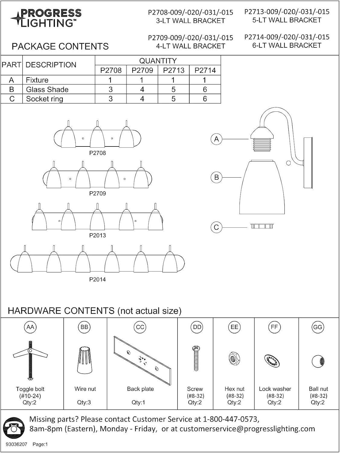 Progress Lighting P2714-15 Six-Light Bath