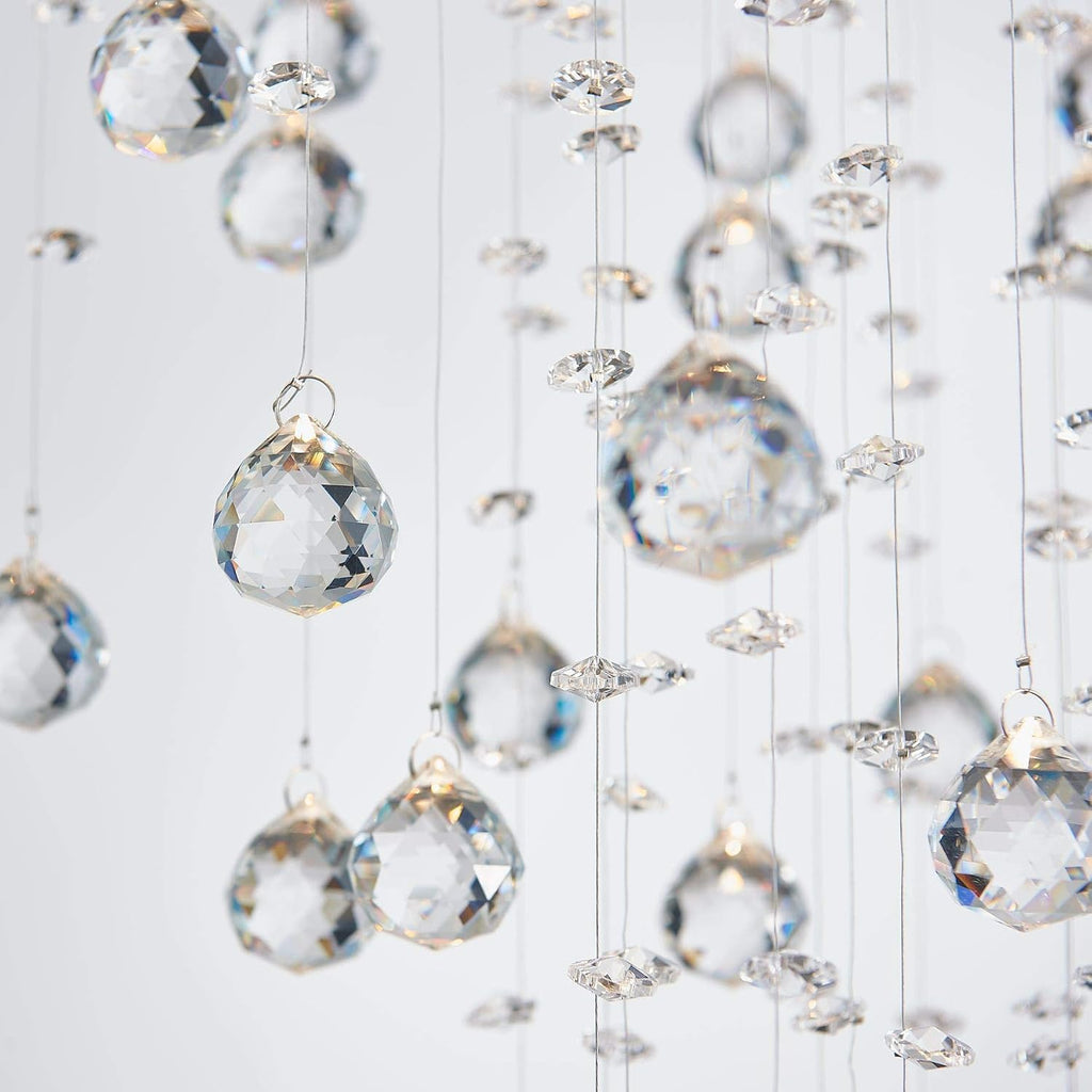 Bestier Modern Crystal Square Raindrop Chandelier Lighting Flush Mount LED Ceiling Light Fixture Pendant Lamp for Dining Room Bathroom Bedroom Livingroom 8 GU10 Bulbs Required 22 in Wide 47 inch High