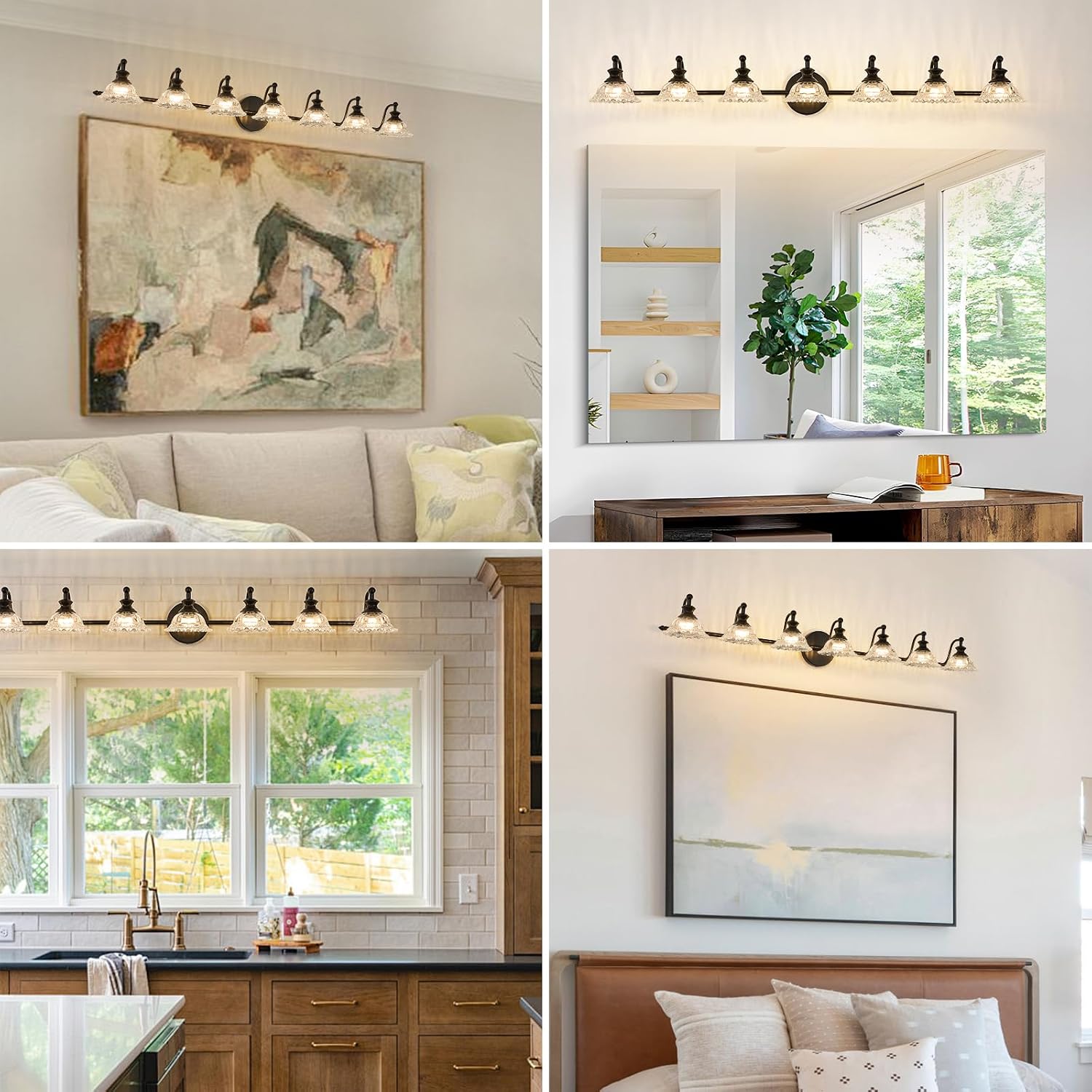 XIEDUN Black 7 Light Vanity Light Bathroom Light Fixtures
