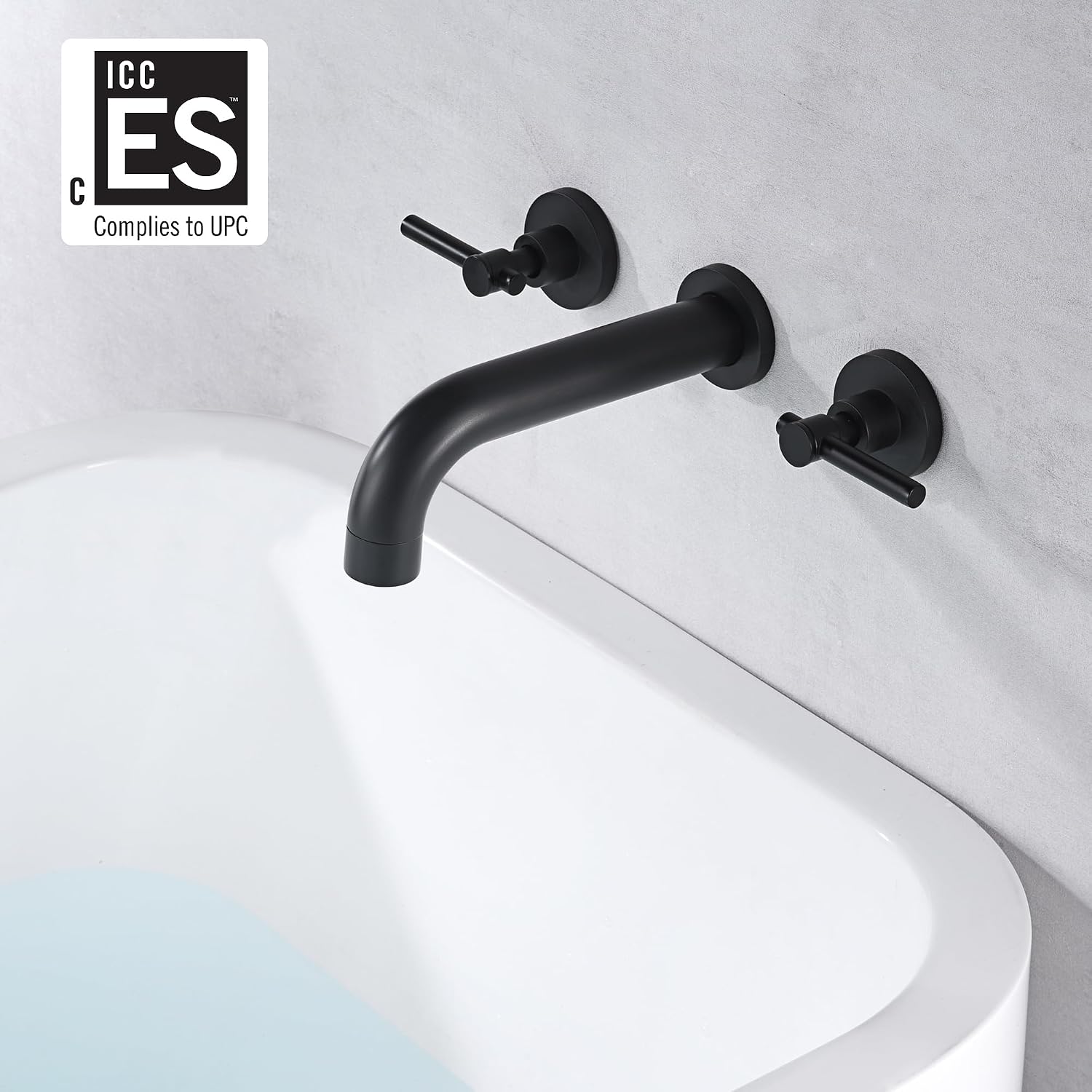 SUMERAIN Matte Black Bath Tub Faucet Set Wall Mount Bathtub Filler Two Handle
