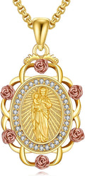 Sterling Silver St Michael/St Christopher/St Barbara/St Jude/St Dymphna/Virgin Mary Necklace Patron Saint Pendant Amulet Medal Religion Jewelry Gifts for Men Women