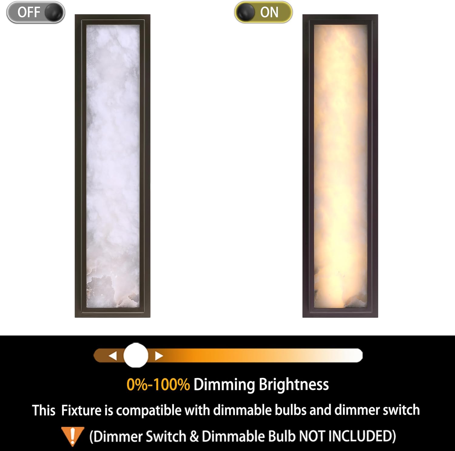 2 Pack 24 Inch Natural Alabaster Bathroom 20W-3000K LED Home Wall Sconce Modern Concise Style Wall Light Fixture,Oil Rubbed Bronze Finish for Bedroom Hallway Bedside Living Room