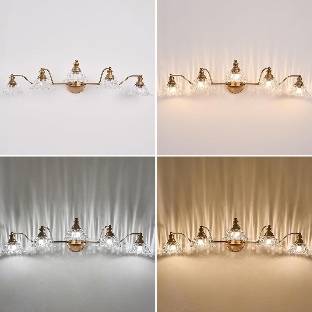 XIEDUN Vintage Brass 5 Light Vanity Light Bathroom Light
