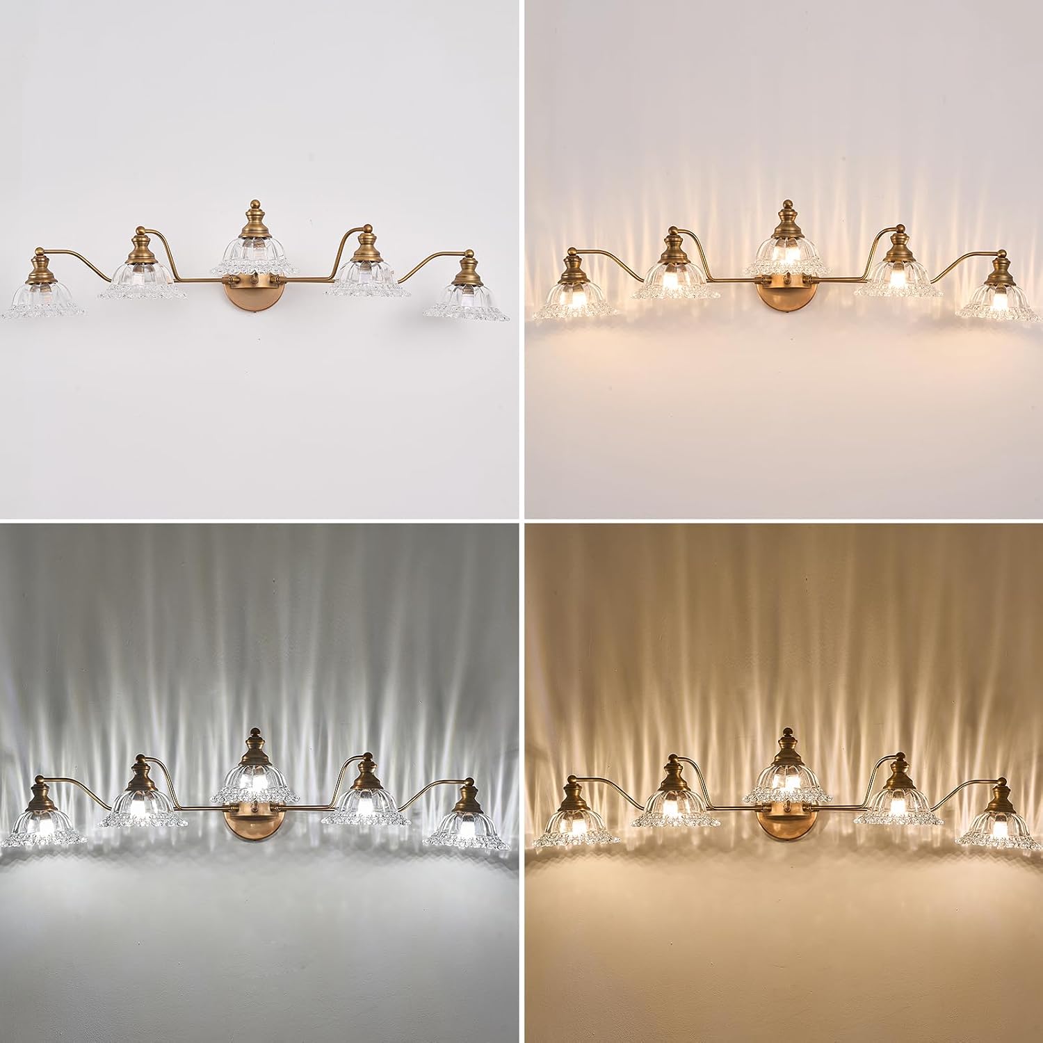 XIEDUN Vintage Brass 5 Light Vanity Light Bathroom Light