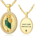 Patron Saint Medals, 14K Gold Catholic Pendant Necklaces, Personalized Christian Jewelry Religious Gifts for Women with 22'+2' Mariner Chain