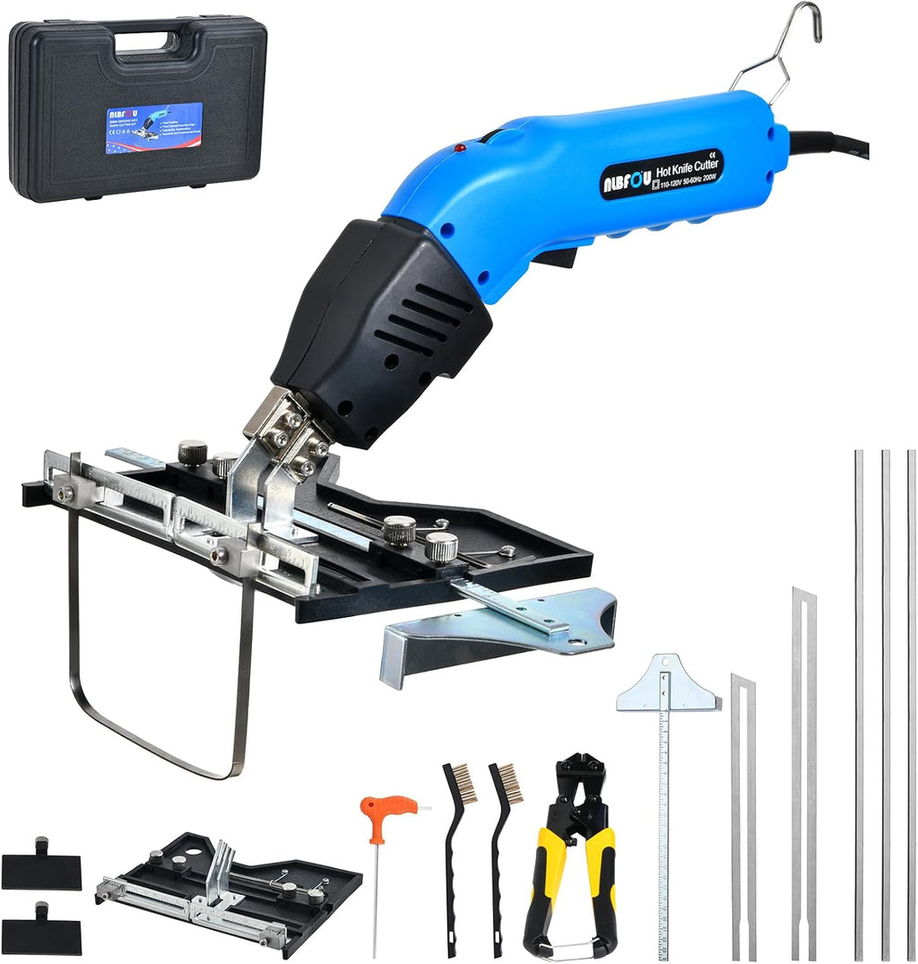 NLBFOU Electric Hot Knife Kit for Grooving/Sculpting/Cutting (5 Blades) Air Cooled 200W 110-120V Pro Slotter Foam Cutting Tool Styrofoam Cutter for XPS, EPP, EPS, EVA, EPE, KT Board, Sponge