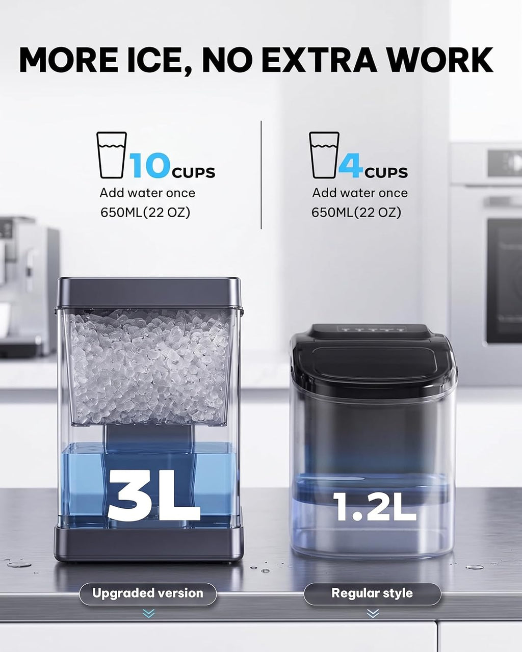 Silonn Countertop Nugget Ice Maker with App & Voice Control, Automatic Self-Cleaning Ice Machine, 3L Large Tank, 40 lbs/24H Chewable Soft Ice, Portable Pebble Ice Maker for Home, Kitchen & Party
