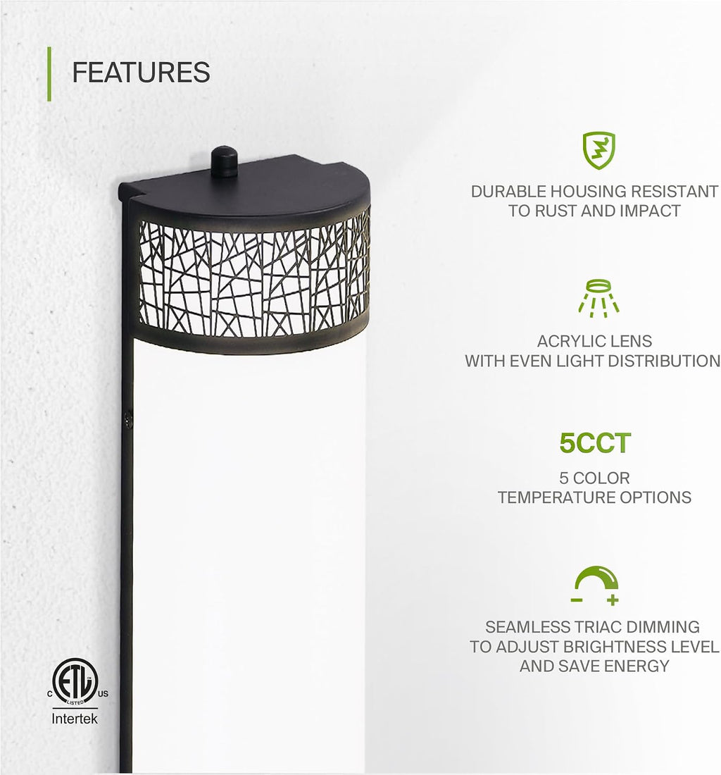 ASD 18 Inch LED Bathroom Vanity Light, 5CCT 2700K-5000K 20W, Dimmable Bathroom Light Fixtures, Modern Vanity Lights for Bathroom Lighting Fixtures Over Mirror, Wall Light Bar, Black, ETL, 4 Pack