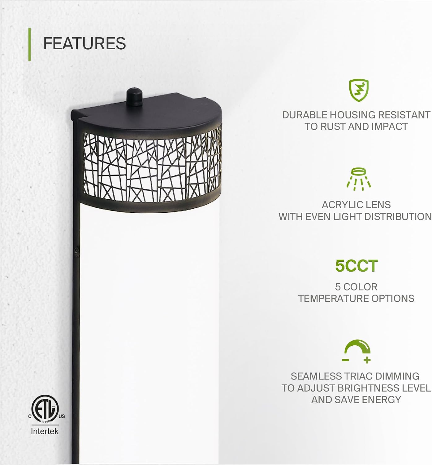 ASD 18 Inch LED Bathroom Vanity Light, 5CCT 2700K-5000K 20W, Dimmable Bathroom Light Fixtures, Modern Vanity Lights for Bathroom Lighting Fixtures Over Mirror, Wall Light Bar, Black, ETL, 4 Pack