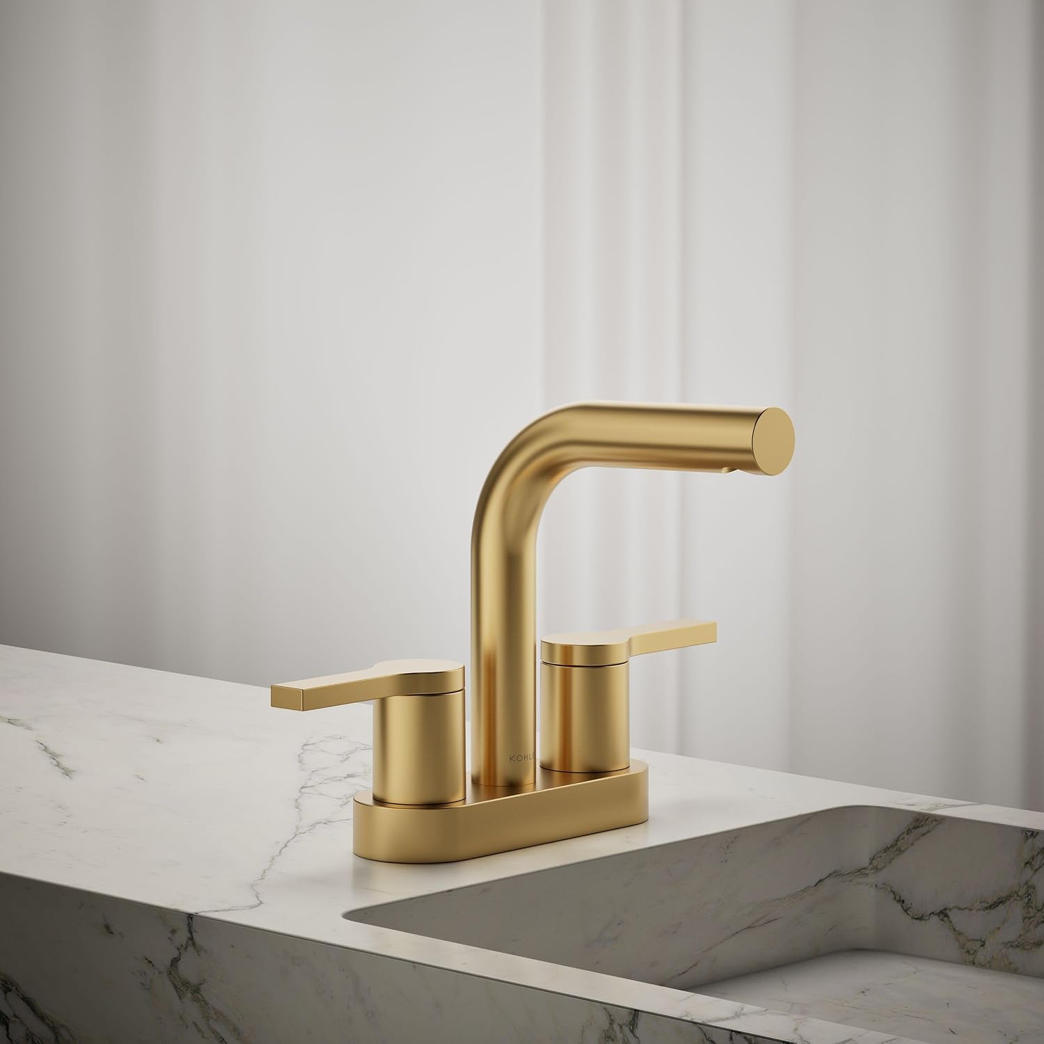 KOHLER K-33591-4-2MB Elate® Centerset Bathroom Sink Faucet, Bathroom Faucets, 1.2 GPM, Vibrant Brushed Moderne Brass