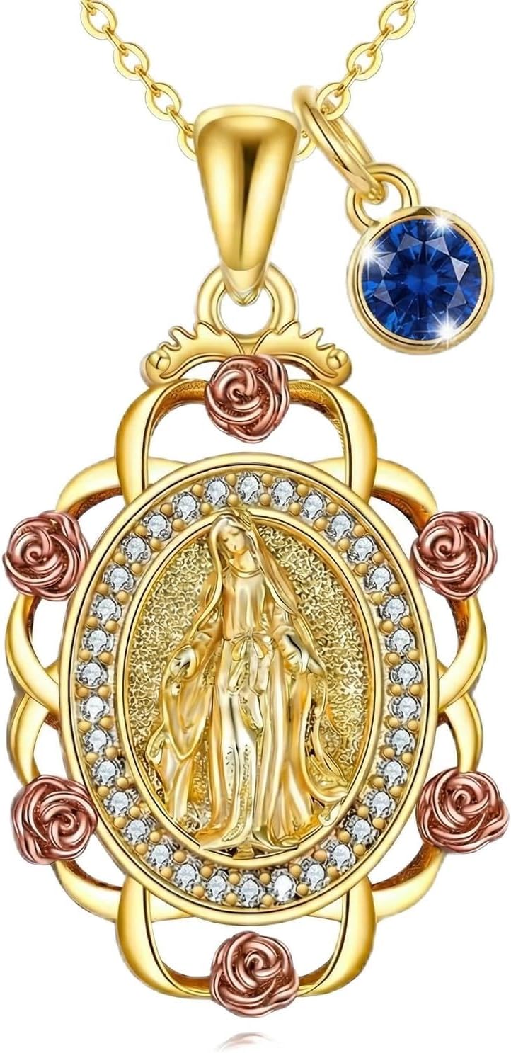 Sterling Silver St Michael/St Christopher/St Barbara/St Jude/St Dymphna/Virgin Mary Necklace Patron Saint Pendant Amulet Medal Religion Jewelry Gifts for Men Women