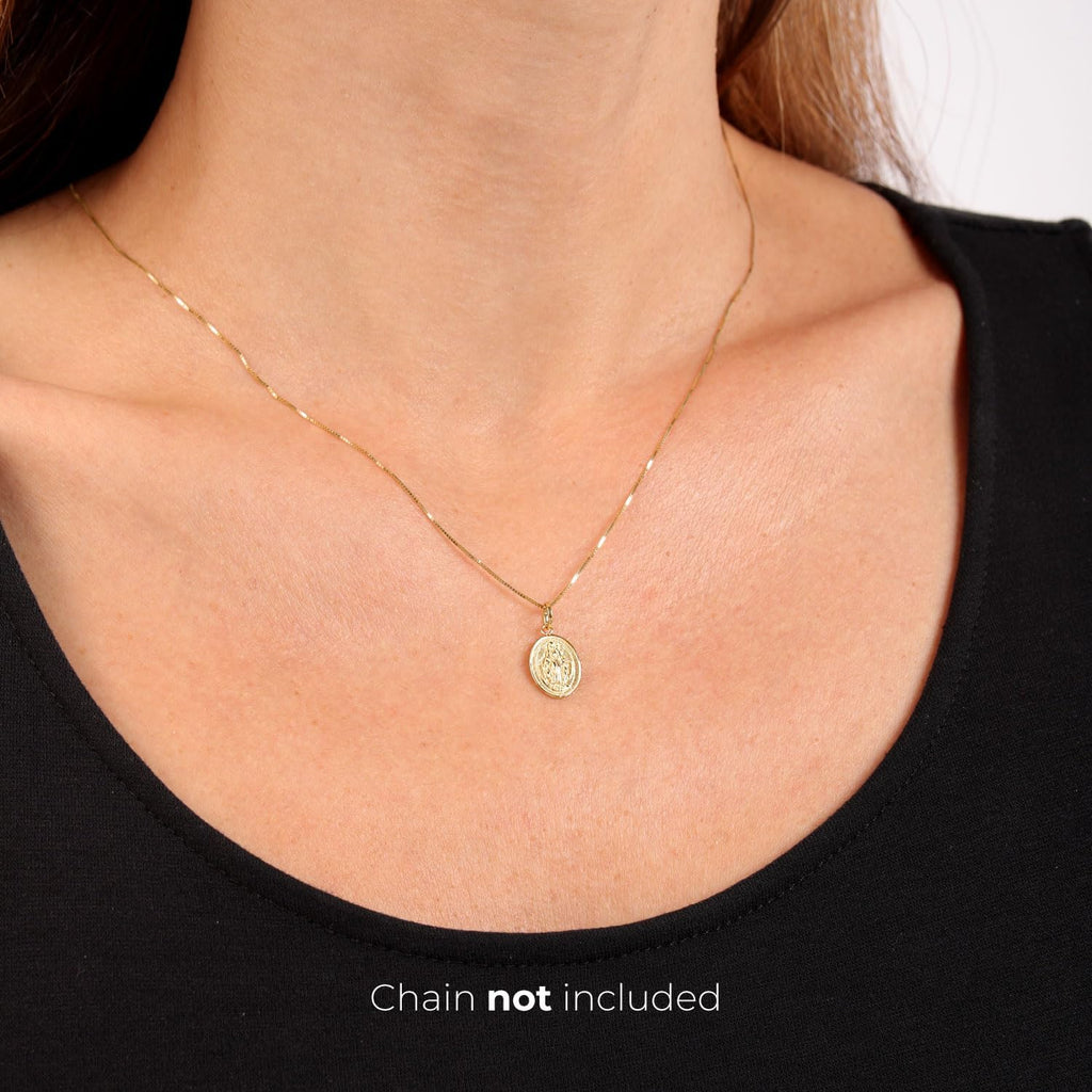 forme di Lucchetta -small 14K Gold Miraculous Medal Pendant - Fine Italian Catholic Jewelry - Charm for Blessed Mother Necklace