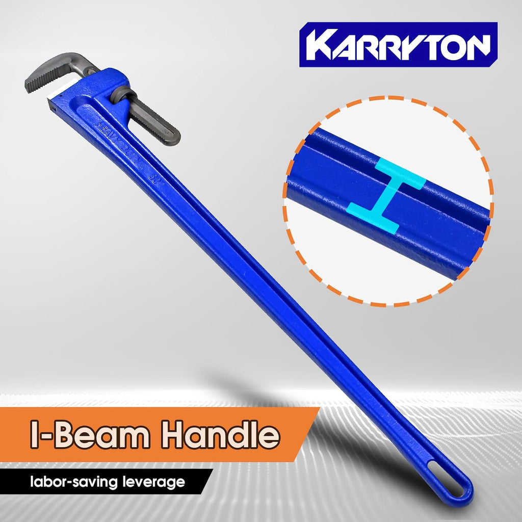 60 Inch Pipe Wrench, Cr-Mo Jaw Opening 9'/228mm Adjustable Heavy Duty Cast Iron Straight Handle Plumbing Wrench, Perfect Plumbers Tool for Oil Field, Plumbing, Construction and Mechanics
