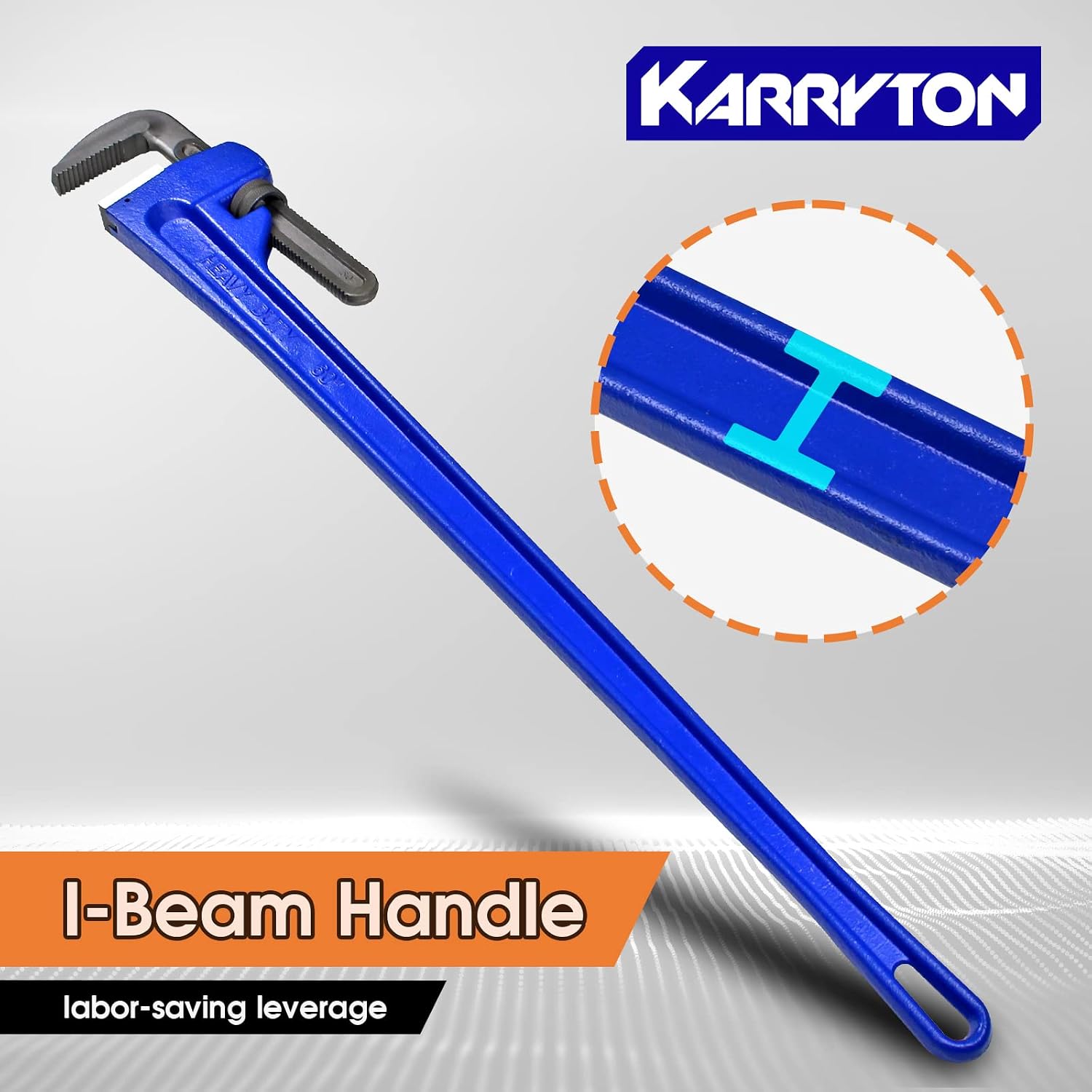 60 Inch Pipe Wrench, Cr-Mo Jaw Opening 9'/228mm Adjustable Heavy Duty Cast Iron Straight Handle Plumbing Wrench, Perfect Plumbers Tool for Oil Field, Plumbing, Construction and Mechanics