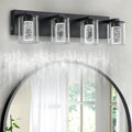 SineRise Black Vanity Light (4-Light, 24-Inch), (3000K/4000K/6000K, Dimmable), Eye Protection LED Bathroom Light Fixture, Modern Wall Light Over Mirror with Clear Glass Shade