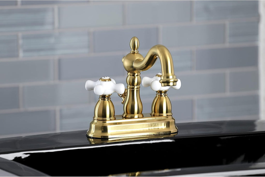 Kingston Brass KB1607PX 4 in. Centerset Bathroom Faucet, Brushed Brass