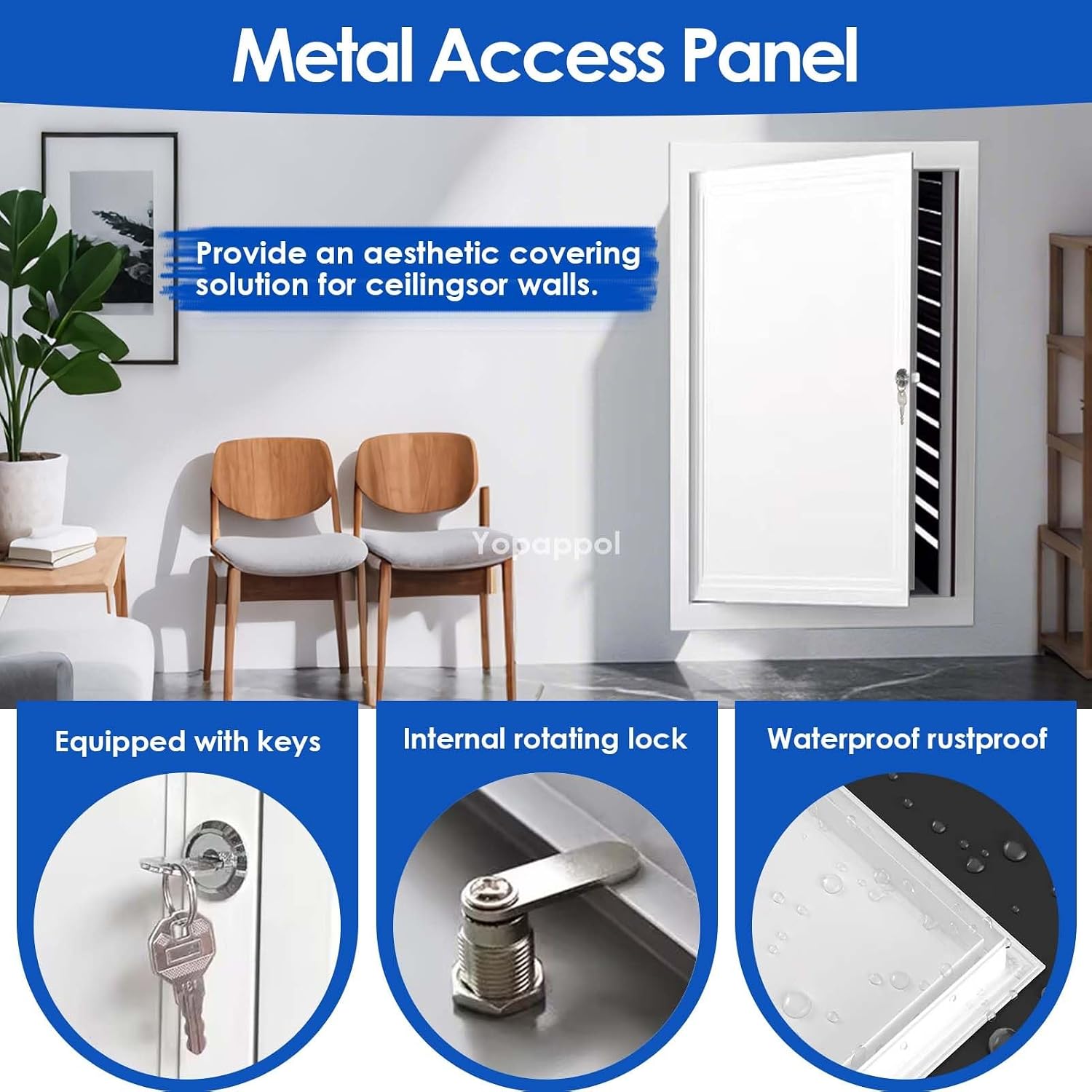 Access Panel with Latch - White Aluminum Door for Drywall, HVAC, Plumbing & Electrical Service - Heavy Duty Wall/Ceiling Cover Plate(24x36in/61x91cm)