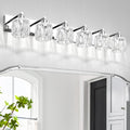 VOLISUN Crystal Vanity Lights for Bathroom, 6 Light Modern Stainless Steel Bathroom Light Fixtures Over Mirror, Chrome Bathrooms Lights Fixtures - UL Certificated (Exclude Bulb)