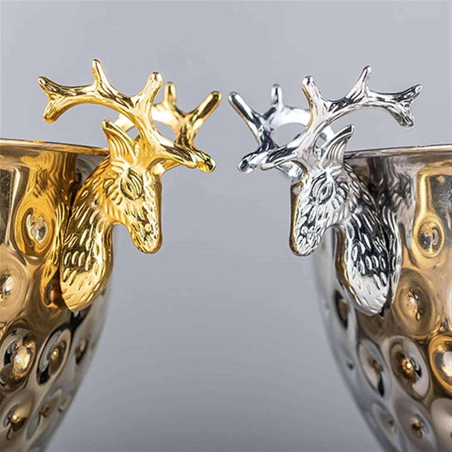 Ice Bucket Champagne Bucket Ice Buckets for Parties, Deer Head Stainless Steel Ice Pails, Large Golden Champagne Basin Bar KTV Ice Wine Bucket High-End Decoration Ice Bucket Beverage Tub (Color : 1)