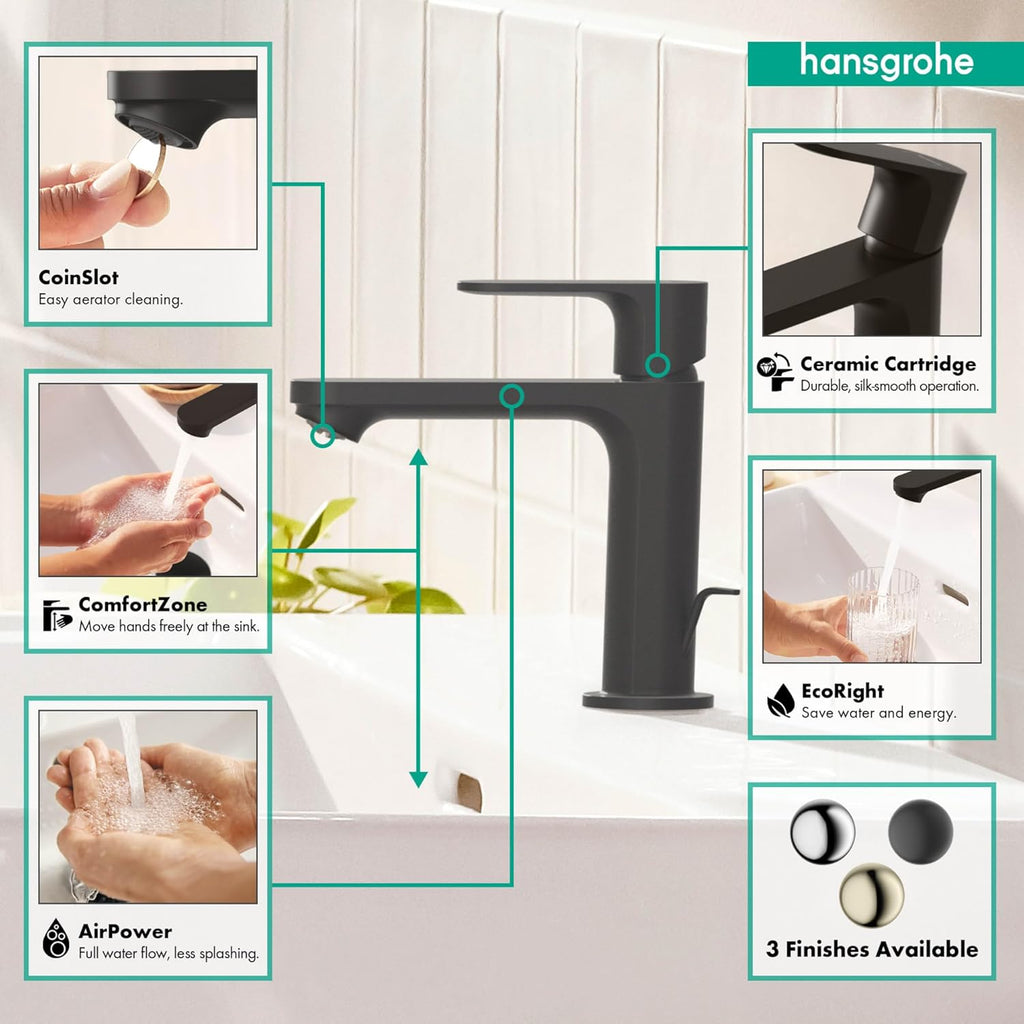 hansgrohe Rebris S Single-Handle 1-Hole Bathroom Sink Faucet in Brushed Nickel, 72517821