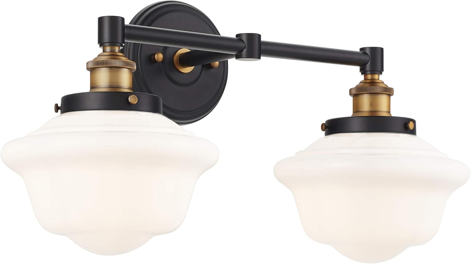 Linea di Liara Lavagna Farmhouse Matte Black Bathroom Light Fixtures Over Mirror Black and Gold 2-Light Bathroom Vanity Light Fixture Milk Glass Shades Modern Vanity Lights, UL Listed