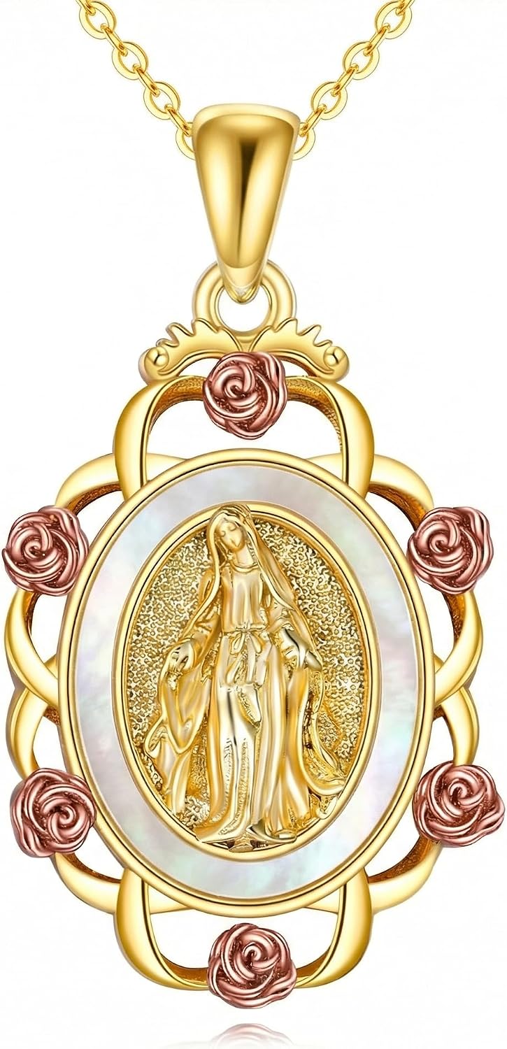 Sterling Silver St Michael/St Christopher/St Barbara/St Jude/St Dymphna/Virgin Mary Necklace Patron Saint Pendant Amulet Medal Religion Jewelry Gifts for Men Women