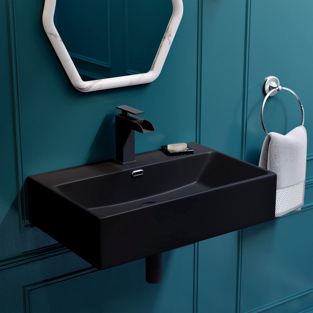 Claire 24' Rectangle Wall-Mount Bathroom Sink in Matte Black