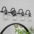 Matte Black Bathroom Vanity Light Fixtures, 4 Light Vanity Lighting Fixtures with Clear Glass Shade, E26 Base, UL Certification (Exclude Bulb)