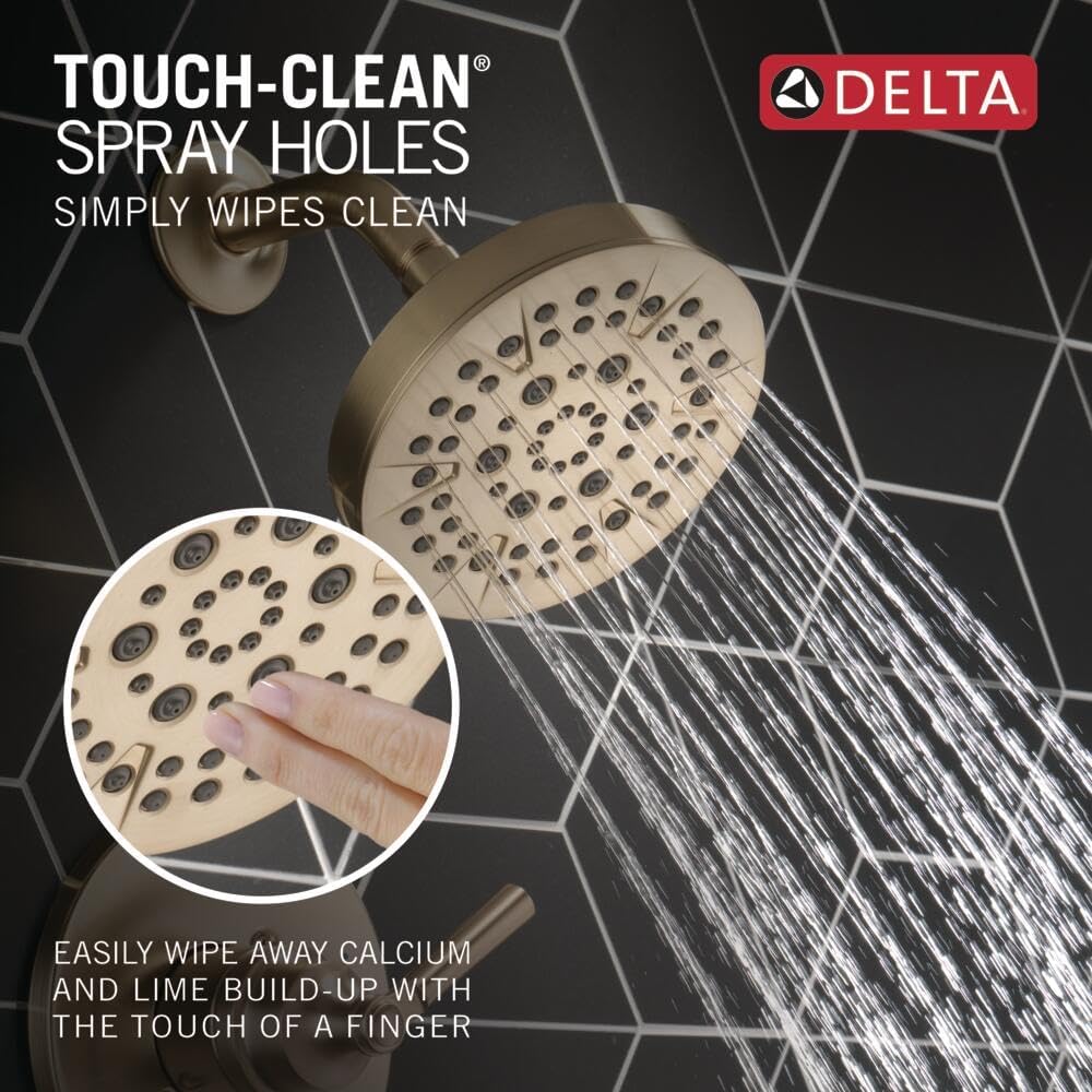 Delta Saylor 14 Series Bathtub and Shower Faucet Set, Brushed Gold Shower Head and Handle Set, Valve Trim Kit, Champagne Bronze T14435-CZ (Valve Not Included)
