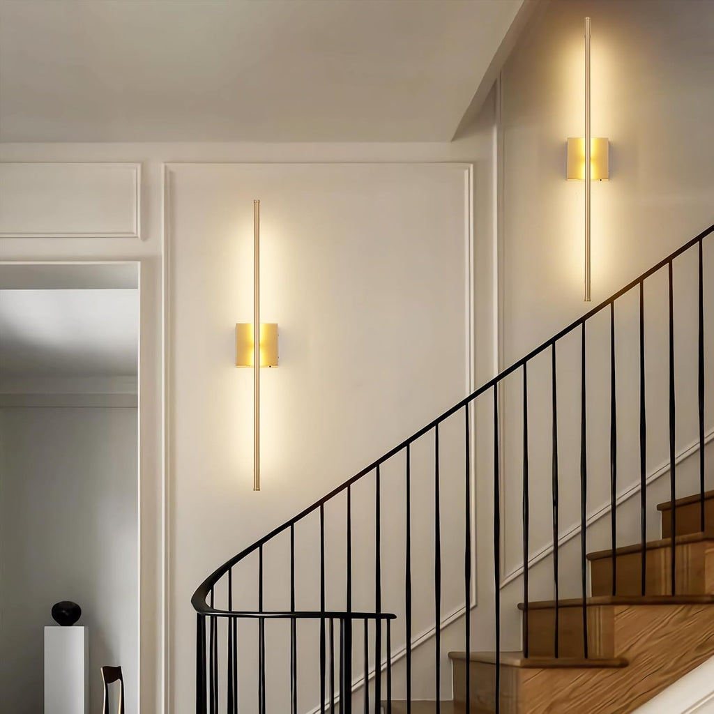 KARTOOSH 40.1 Inch Wall Sconces Battery Operated for Bedroom Hallway, Rechargeable Wireless Wall Lamp Set of 2, 3000K Warm White Dimmable Wall Light w/Remote Timer Memory Indoor Sconce Decor, Gold