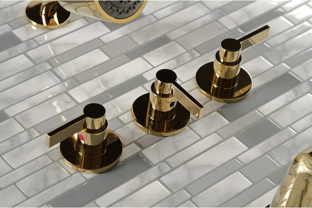 Kingston Brass KBX8132NDL NuvoFusion Triple-Handle Tub and Shower Faucet in Polished Brass